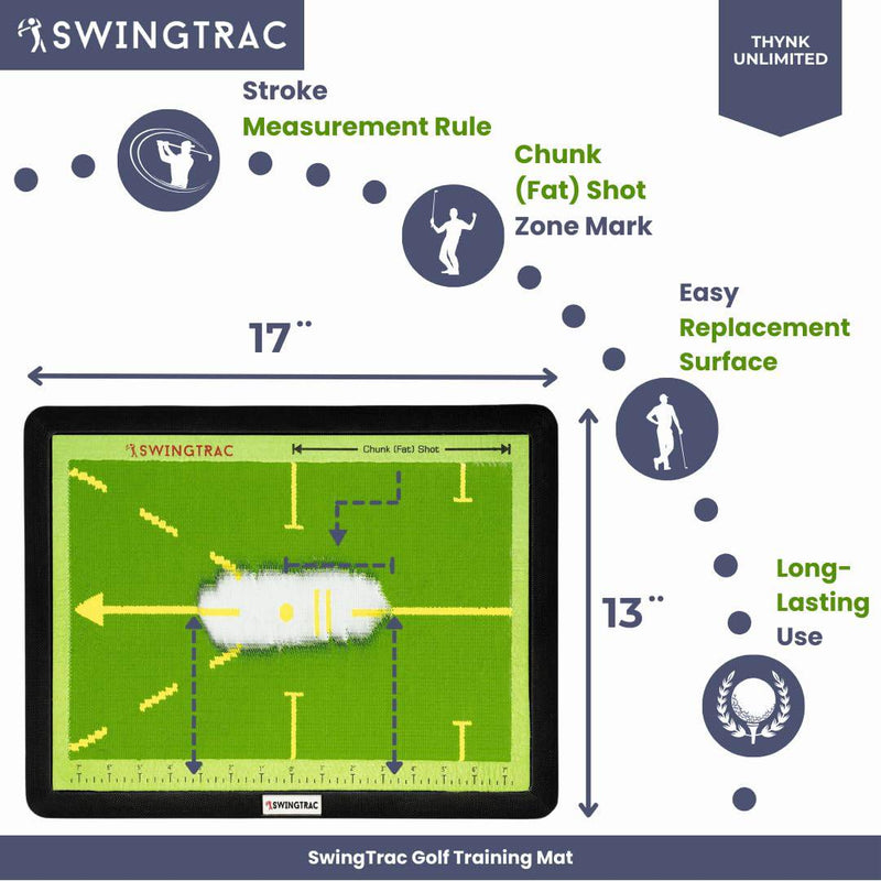 SWINGTRAC Replaceable Golf Training Mat w/Swing Tracker - Outdoor/Indoor Practice Trainer for Driving - Pro Grip Golf Hitting Mats for Improved Swing Accuracy and Distance (Sequin Fabric Pro)