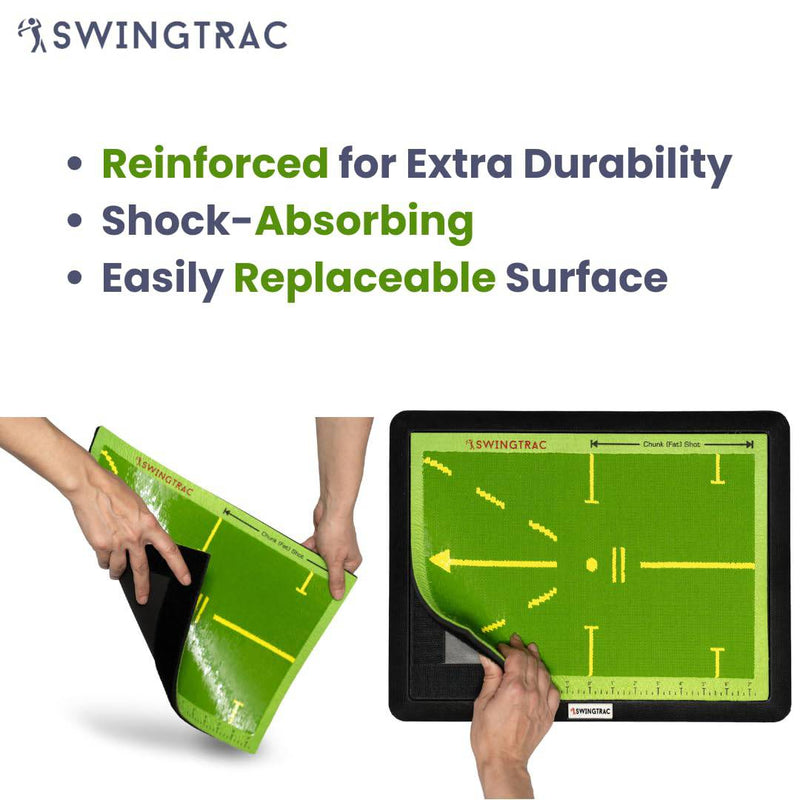 SWINGTRAC Replaceable Golf Training Mat w/Swing Tracker - Outdoor/Indoor Practice Trainer for Driving - Pro Grip Golf Hitting Mats for Improved Swing Accuracy and Distance (Sequin Fabric Pro)