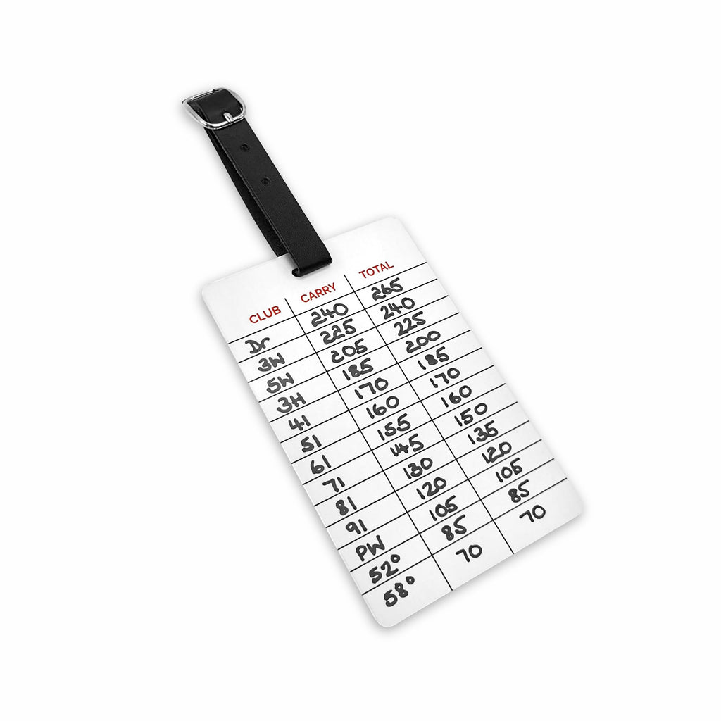 Golf Distance Matrix Bag Tag- Gapping Chart, Know Your Distance For Ev ...