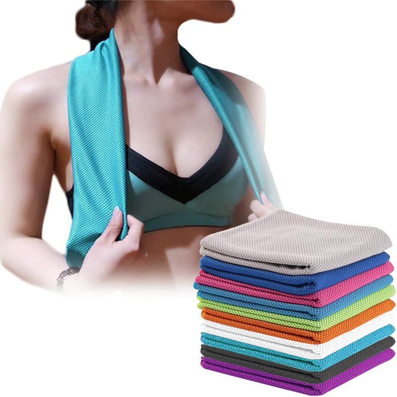 4 Packs Cooling Towel (40"x12"),Ice Towel,Soft Breathable Instant Towel,Microfiber Cool Towel for Yoga,Golf,Sport,Gym,Workout,Camping,Fitness,Outdoor &More Activities Blue/Lake Blue/Dark Grey/Rose red