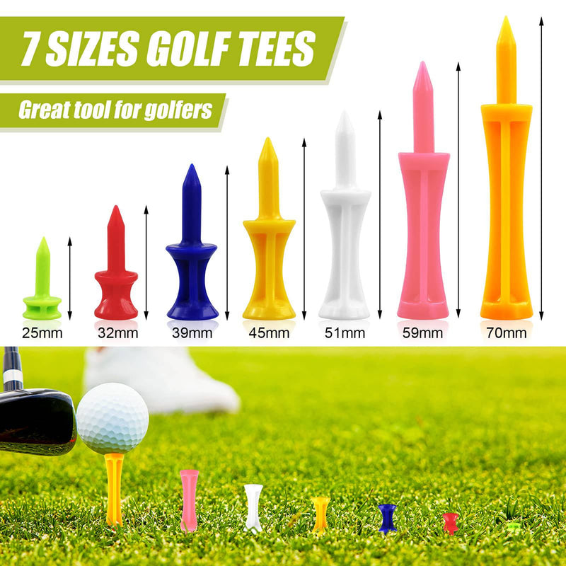 SZXMDKH Golf Tees Plastic, 70 Pcs Mixed Sizes Castle Golf Tees,Winter Golf Tees Small Castle Tees in Multiple Colors(5mm, 32mm, 39mm, 45mm, 51mm, 59mm, 70mm)