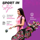 Taboo Fashions - Golf Bags for Women, 14-Way Golf Club Bags, Large-Capacity Womens Golf Bag, Ladies Golf Bag w/ 7 Zippered Pockets, & Insulated Beverage Compartment, 35 x 11 in, Native Joy