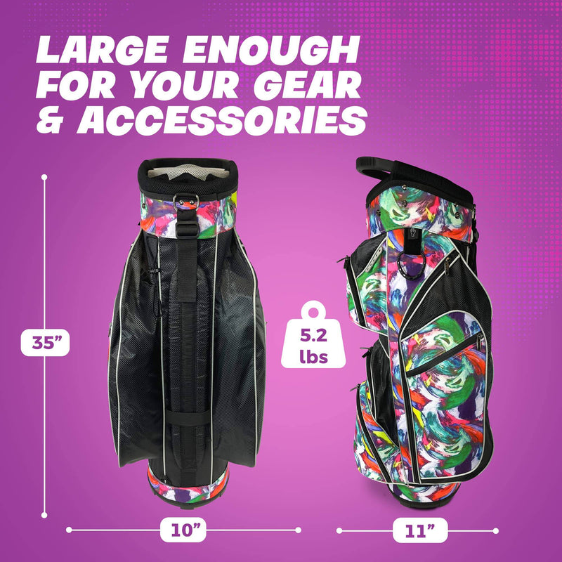 Womens Golf Bag - Taboo Fashions Lightweight Ladies Cart Bag, 14-Way, 7 Zippered Pockets, Rain Hood, Insulated Beverage Compartment (Rembrandt)