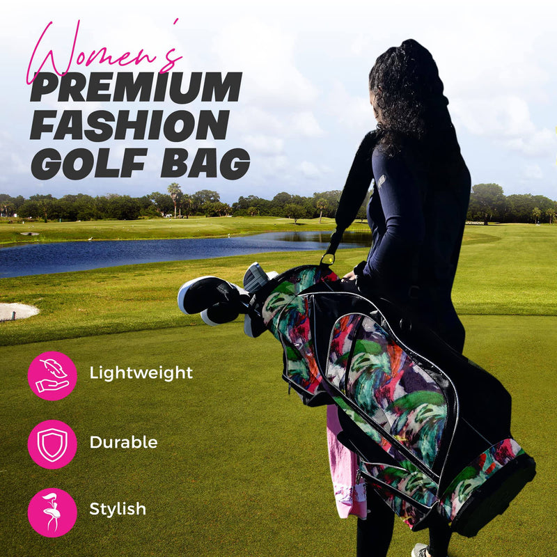 Womens Golf Bag - Taboo Fashions Lightweight Ladies Cart Bag, 14-Way, 7 Zippered Pockets, Rain Hood, Insulated Beverage Compartment (Rembrandt)