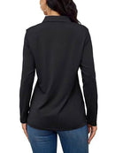 TACVASEN Polo Shirts for Women Adult Golf Shirts Womens Long Sleeve UPF 50+ T-Shirts Comfortable Leisure Work Shirt Black
