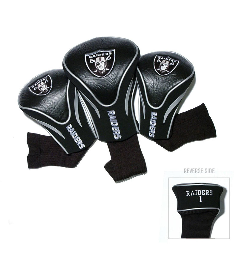 Team Golf NFL Las Vegas Raiders Contour Golf Club Headcovers (3 Count) Numbered 1, 3, & X, Fits Oversized Drivers, Utility, Rescue & Fairway Clubs, Velour lined for Extra Club Protection