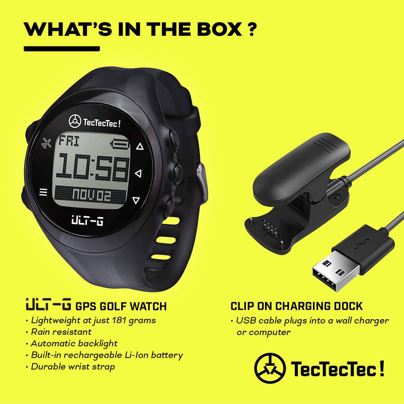 TecTecTec ULT-G Golf GPS Watch, Preloaded Worldwide Courses, Lightweight, Simple, Easy-to-use Golf Watches