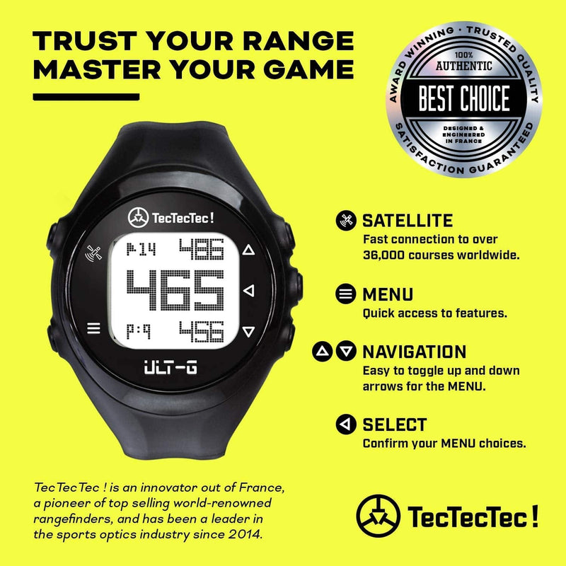 TecTecTec ULT-G Golf GPS Watch, Preloaded Worldwide Courses, Lightweight, Simple, Easy-to-use Golf Watches