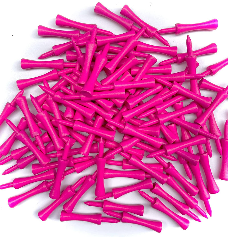 TH Golf 100 PCS Bamboo Golf Tees | Multiple Colours & Sizes | Eco Friendly & Sustainable Bamboo Golf Tees (59mm Castle Neon Bright Pink), 38mm, 54mm, 70mm, 83mm