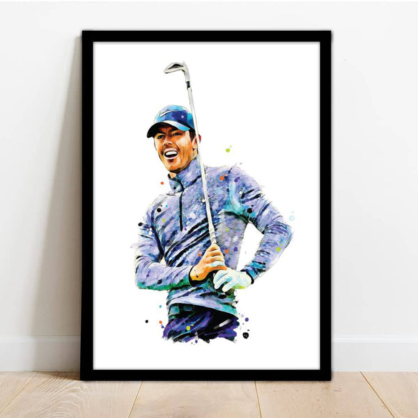 RORY MCILROY | GOLF | HAND DRAWN FRAMED ILLUSTRATION PRINT POSTER