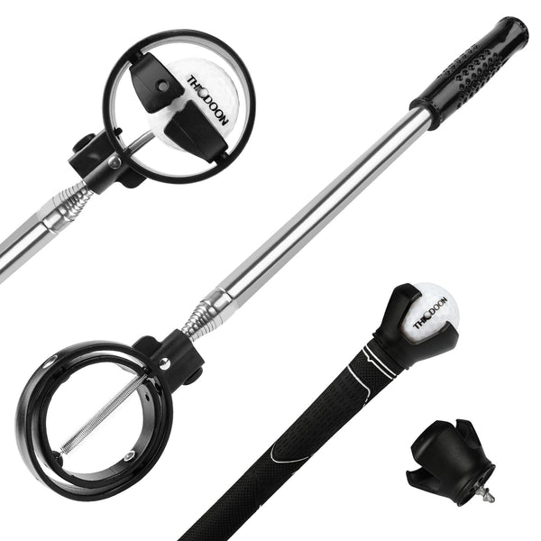 THIODOON Golf Ball Retriever Telescopic for Water with Locking Button 275CM Golf Ball Picker Upper Grabber for End of Putter Retractable Ball Retriever Tool Golf Accessories and Gifts for Men