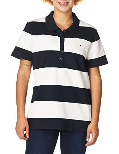 Tommy Hilfiger Women's Polo Tee, Sky Captain/Bright White Rugby