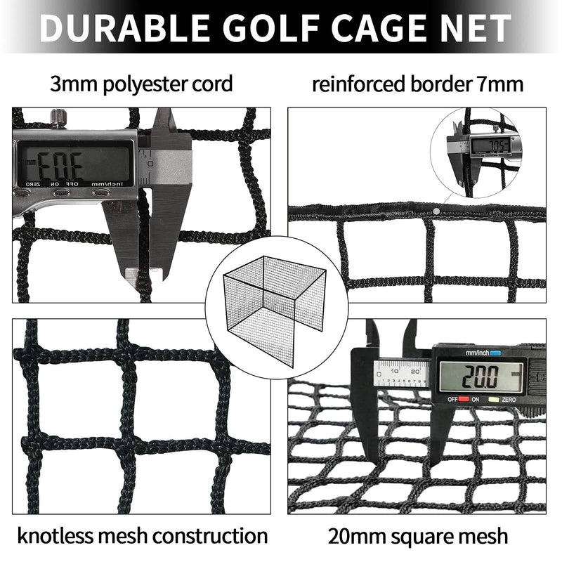 Tongmo Golf Cage Net - 10x10x10ft, Golf Hitting Net and Personal Driving Range for Indoor and Outdoor Practice, Hang for Ceiling, Garage, Basement, or The Frame You Made (10x10x10ft)