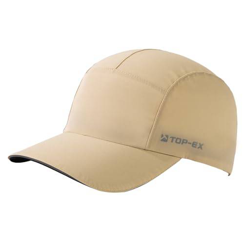TOP-EX Unisex Waterproof Baseball Cap for Running Golf - 5 Panel caps for Men Sun Rain All Weather Protection UV, Khaki