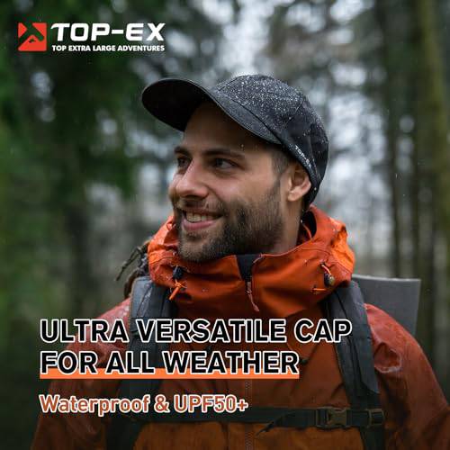TOP-EX Unisex Waterproof Baseball Cap for Running Golf - 5 Panel caps for Men Sun Rain All Weather Protection UV, Khaki
