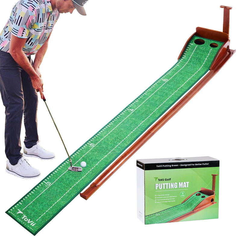 ToVii Indoor Golf Putting Mat with Ball Return