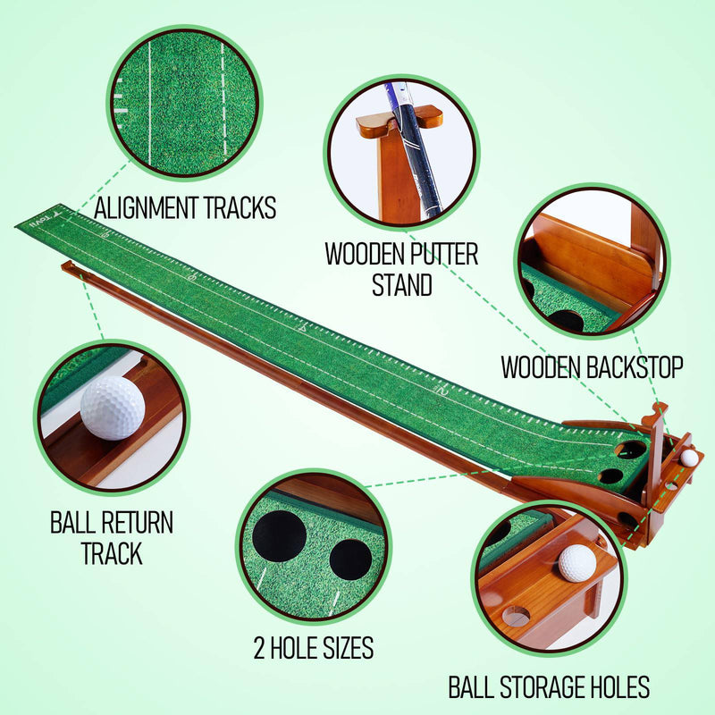 ToVii Indoor Golf Putting Mat with Ball Return