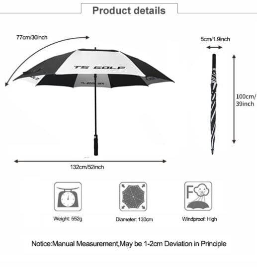 TS Golf Umbrella Windproof Resilient 62 Inch UV Protection Lightweight Golf Trolley Umbrella Double Canopy Automatic Opening Square Umbrella Large Vented