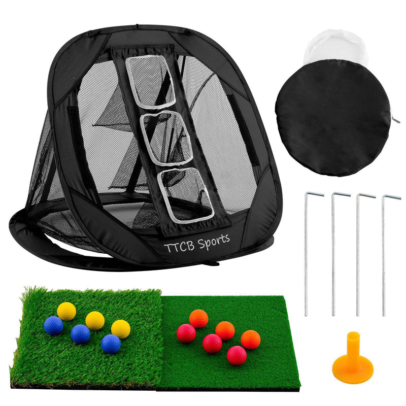 TTCB Sports Pop Up Golf Chipping Net，Target Net Removable Golf Net, Indoor/Outdoor Golf Training Equipment, Golf Gifts for Men(Black)