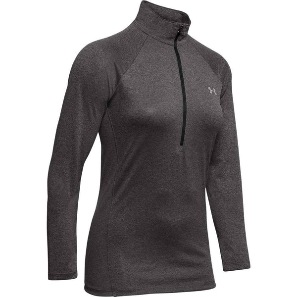 Under Armour Women's Tech ½ Zip, Grey, Carbon Heather / / Metallic Silver (090), 1320126