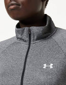 Under Armour Women's Tech ½ Zip, Grey, Carbon Heather / / Metallic Silver (090), 1320126