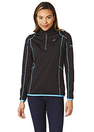 Under Par UPLMID1746 Womens Zip Neck Sweater Jumper Breathable Moisture Wicking Ladies Golf Mid Layer Top, Uplmid1746 - Black/Summer Blue