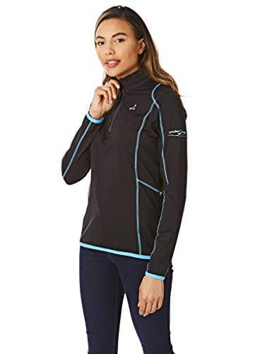 Under Par UPLMID1746 Womens Zip Neck Sweater Jumper Breathable Moisture Wicking Ladies Golf Mid Layer Top, Uplmid1746 - Black/Summer Blue