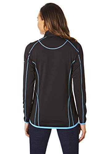 Under Par UPLMID1746 Womens Zip Neck Sweater Jumper Breathable Moisture Wicking Ladies Golf Mid Layer Top, Uplmid1746 - Black/Summer Blue