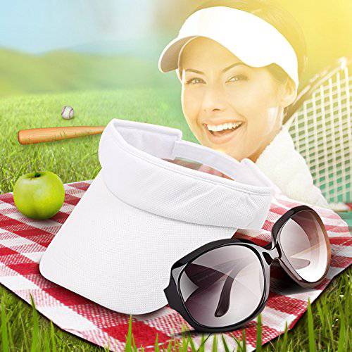 White Colors Sun Visors for Women and Girls, Long Brim Thicker Sweatband Adjustable Hat for Golf