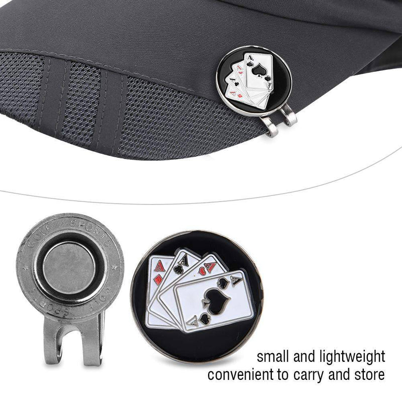 Golf Hat Clip, Poker Shape Metal Golf Mini Magnetic Ball Marker Golfer Hat Visor Clip Accessory