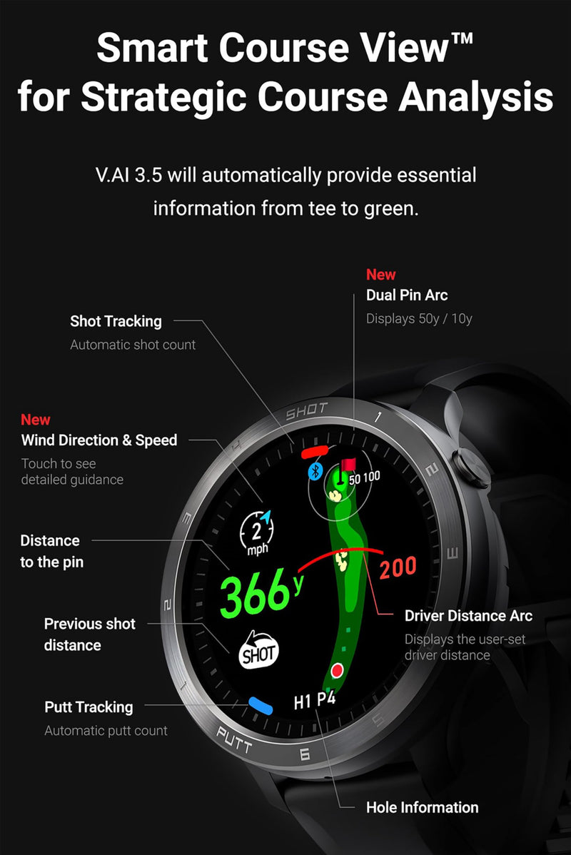 Voice Caddie T11 GOLF GPS WATCH - BLACK