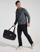 Willit Men's Fleece Pullover Golf Quarter Zip Sweaters Cold Weather Hiking Thermal Shirt Jacket Stone Blue