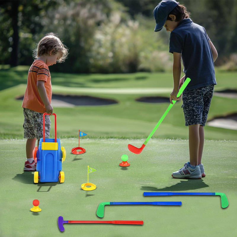 xwin sportseries Kids Golf Club Set Toddler Sports Toy with 6 Colourful Balls, 4 Adjustable Clubs, 2 Practice Holes in Golf Suitcase with Handle – Indoor Outdoor Play Equipment for Boys Girls Age 3-6