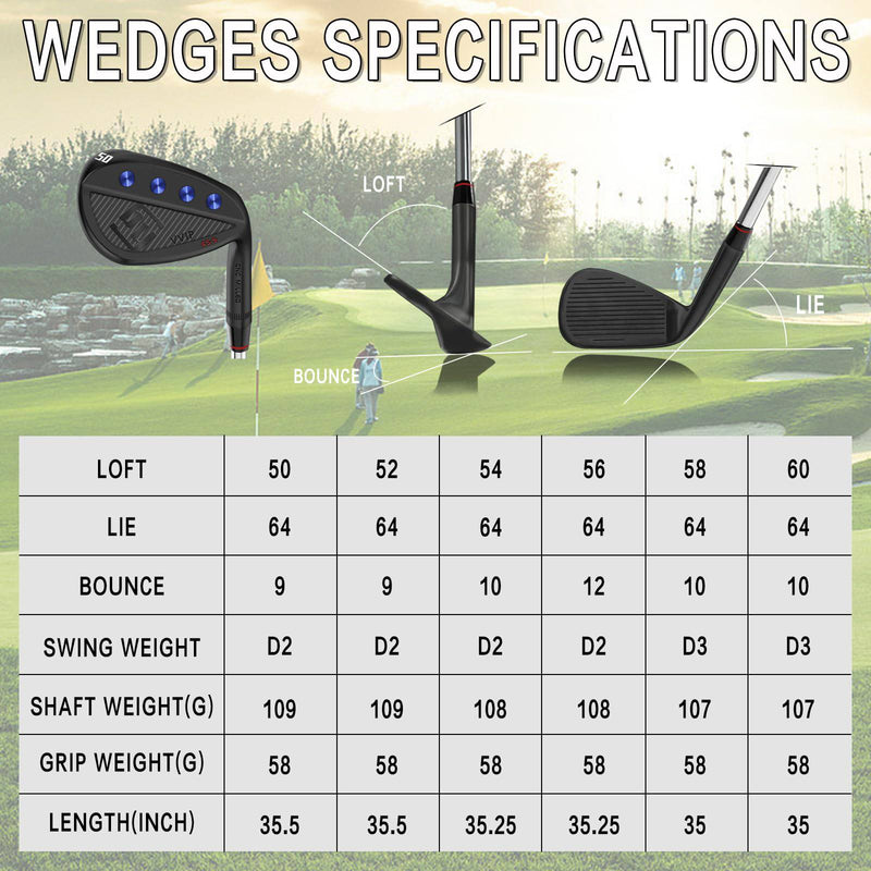 yamato Full Face Golf Wedge Set or Individual Golf Wedges 50/52/54/56/58/60 Forged Golf Gap Wedge Sand Wedge Lob Wedge Golf Clubs Milled Face for High Spin - Great Golf Gift