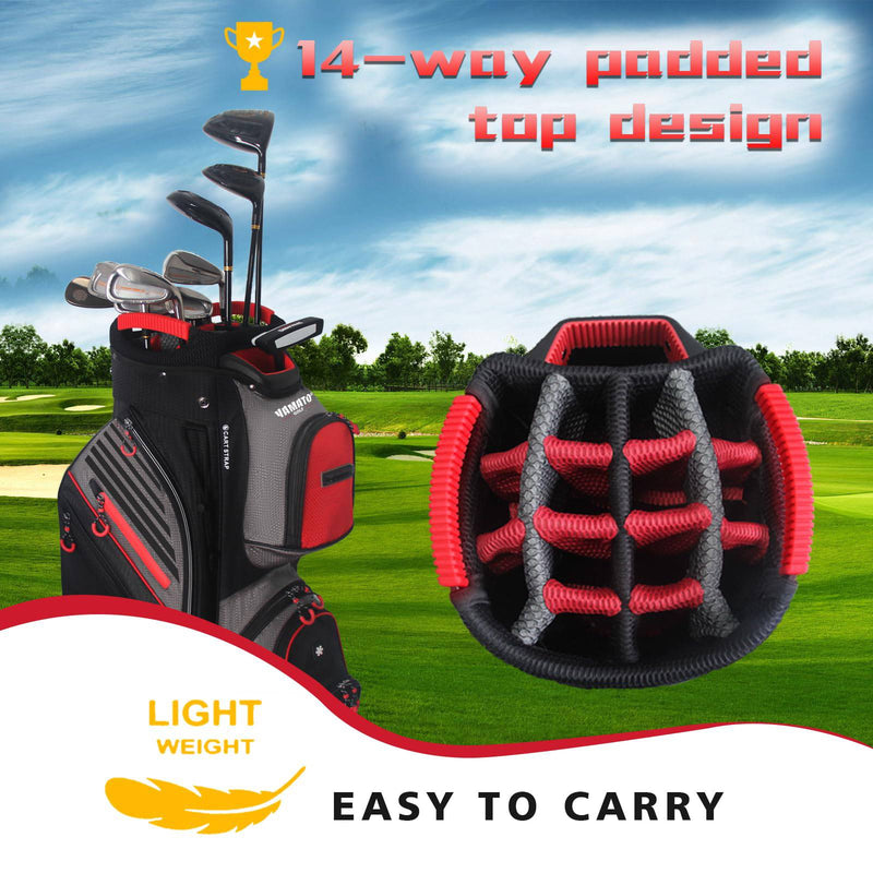 Yamato Golf Cart Bag 14 Way Organizer Divider Top with Handles Cooler Valued Pocket and Rain Cover Super Light Design New Version 1.0