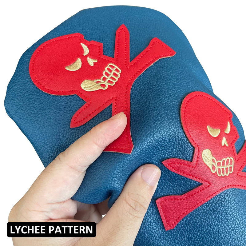 Yamato Golf Head Covers Set Skull & T'S Emblem Golf Club Covers For Driver Fairway Wood Hybrid Golf Headcovers Fit All Brand Golf Clubs - 3 Pack