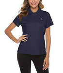 YSENTO Women's Sports Golf Shirts Breathable Quick Dry Short Sleeve Polo T-Shirts Navy