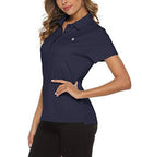 YSENTO Women's Sports Golf Shirts Breathable Quick Dry Short Sleeve Polo T-Shirts Navy