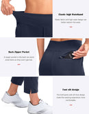 YYV Women's Golf Pants Stretch Work Ankle Pants High Waist Dress Pants with Pockets for Yoga Business Travel Casual, Navy