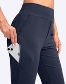 YYV Women's Golf Pants Stretch Work Ankle Pants High Waist Dress Pants with Pockets for Yoga Business Travel Casual, Navy