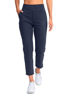 YYV Women's Golf Pants Stretch Work Ankle Pants High Waist Dress Pants with Pockets for Yoga Business Travel Casual, Navy