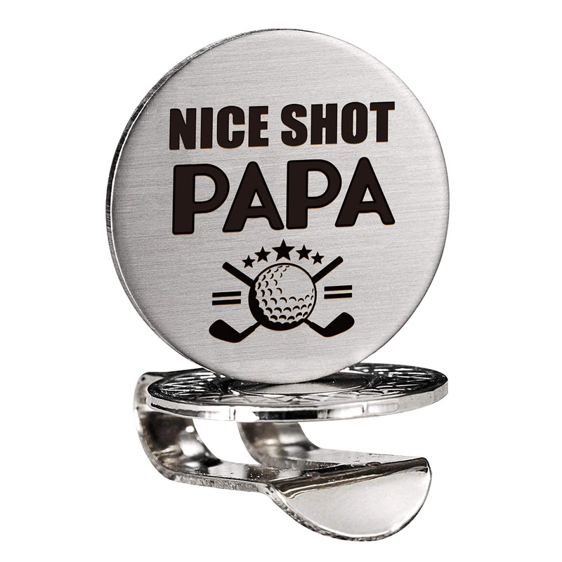 ZAKSEM Nice Shot Papa Golf Ball Marker with Magnetic Hat Clip, Golf Marker for Golf Lovers, Dad,Papa,Grandpa Golf Accessories Retirement Gift