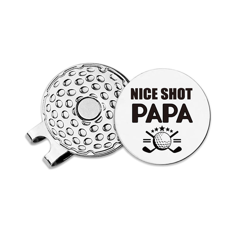 ZAKSEM Nice Shot Papa Golf Ball Marker with Magnetic Hat Clip, Golf Marker for Golf Lovers, Dad,Papa,Grandpa Golf Accessories Retirement Gift