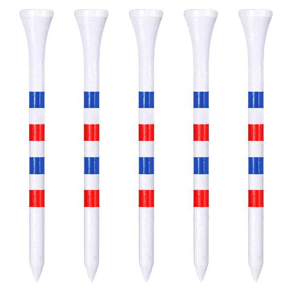 Zivisk Bamboo Golf Tees 83mm 100 Count, 3-1/4 inch Long Wooden Golf Tees - White & Red & Blue