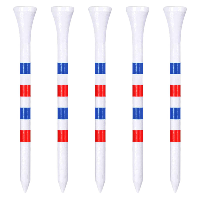 Zivisk Bamboo Golf Tees 83mm 100 Count, 3-1/4 inch Long Wooden Golf Tees - White & Red & Blue