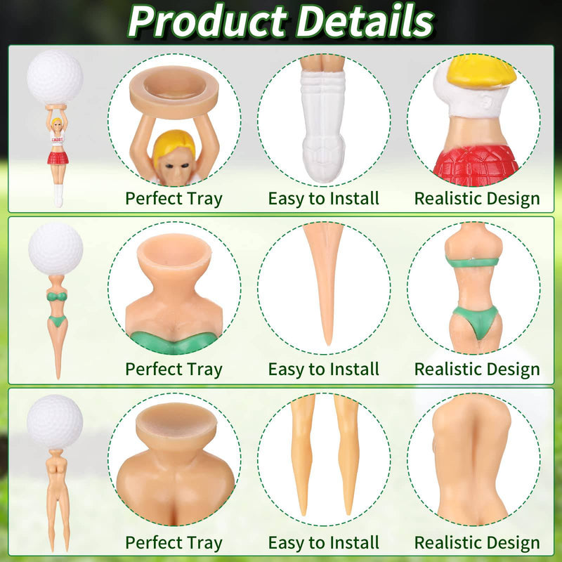 12 Pieces Funny Golf Tees Bikini Golf Tees Ladies Golf Tees Colorful Plastic Golf Tees Funny Golf Accessories for Men Women Golf Training Birthday Presents