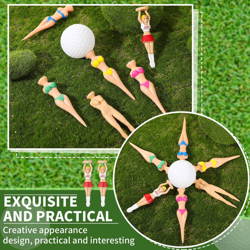 12 Pieces Funny Golf Tees Bikini Golf Tees Ladies Golf Tees Colorful Plastic Golf Tees Funny Golf Accessories for Men Women Golf Training Birthday Presents