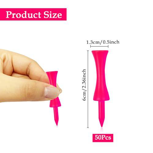 ZSRVAJ 50 Pcs Pink Golf Tees, Golf Tees, Pink Tees Golf, Pink Castle Golf Tees Reusable Durable Castle Tees Small Golf Tees for Golf Practice Training Professional Height Control